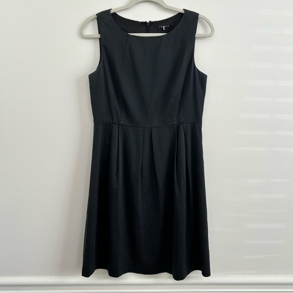 Theory Blainey Stretch Cotton Wool Blend Dress in Black size 8 Monochrome Stripe